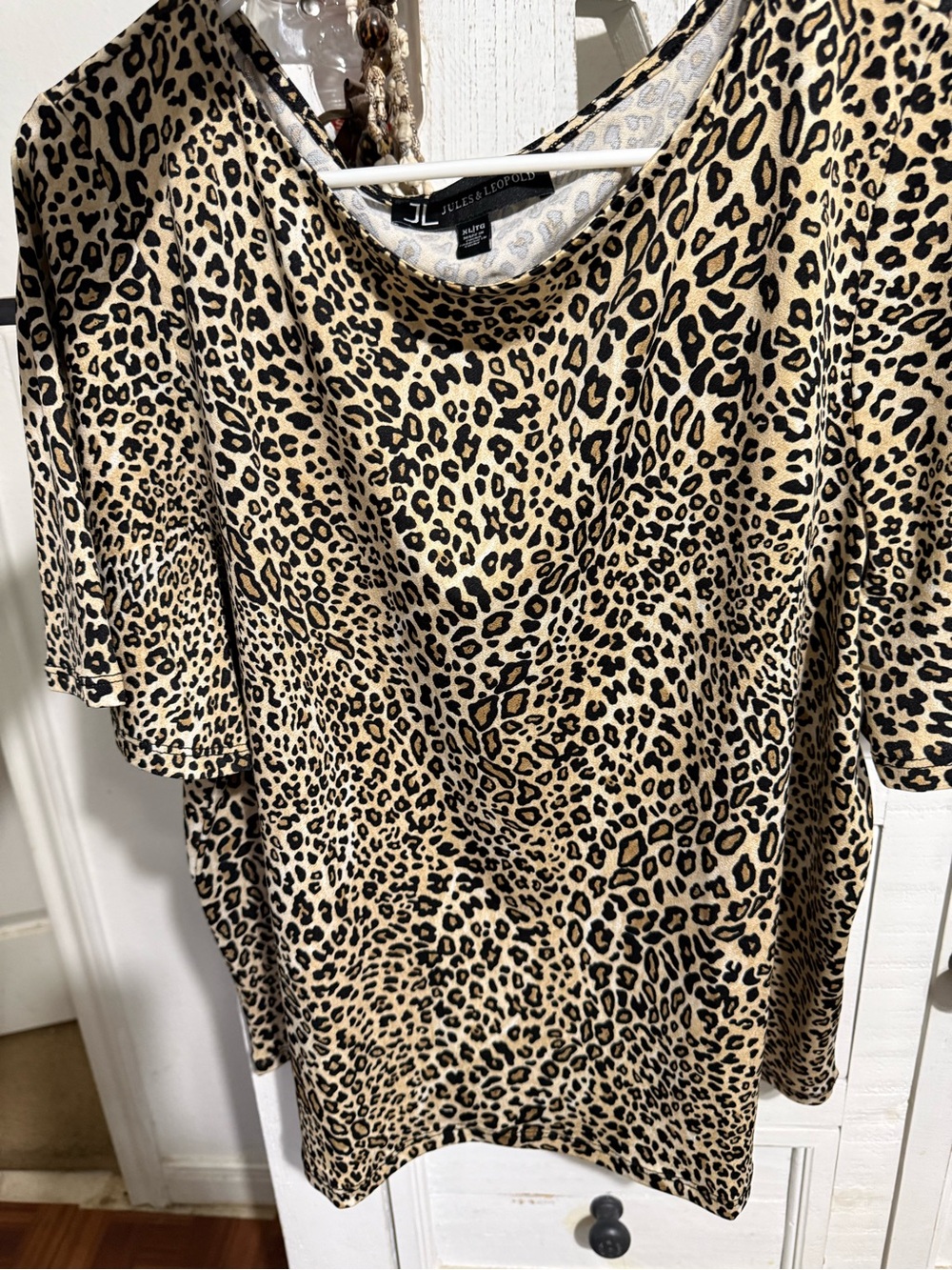 Jules & Leopold Leopard Print Short Sleeve Top - Tan & Black